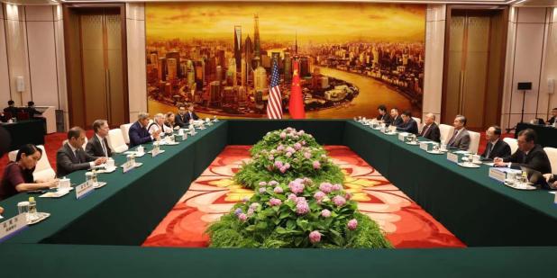 U.S. climate envoy John Kerry meets with China's represent Xie Zhenhua in Beijing in 2023. Image provided by US State Department.