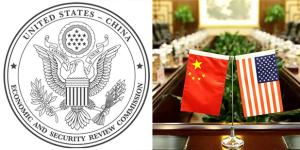 Image includes the seal of the US-China Economic and Security Review Commission and a conference table to discuss US-China issues. 