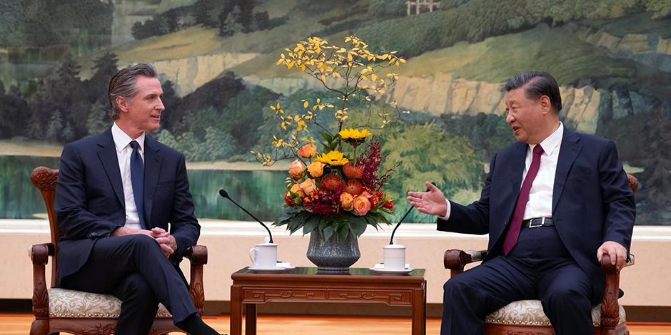California Gov. Gavin Newsom meets with CCP General Secretary Xi Jinping in Beijing, 2023. Credit: Office of the Governor.