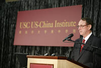 Steven Sample opening the USC U.S.-China Institute conference in April 2007.