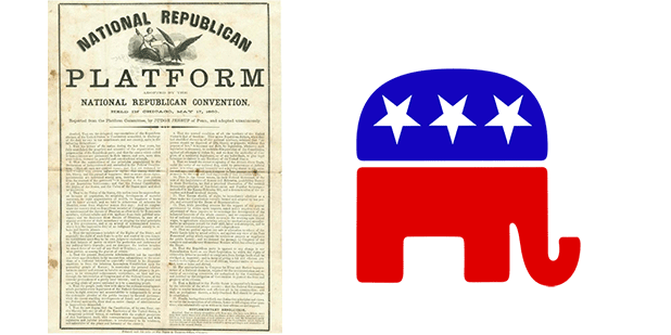 GOP Platform from 1860, with Republican elephant symbol. 